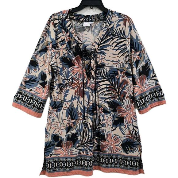 Beach Break 3/4 Sleeved, beach dress with a floral print and a coral-colored M - Picture 2 of 11